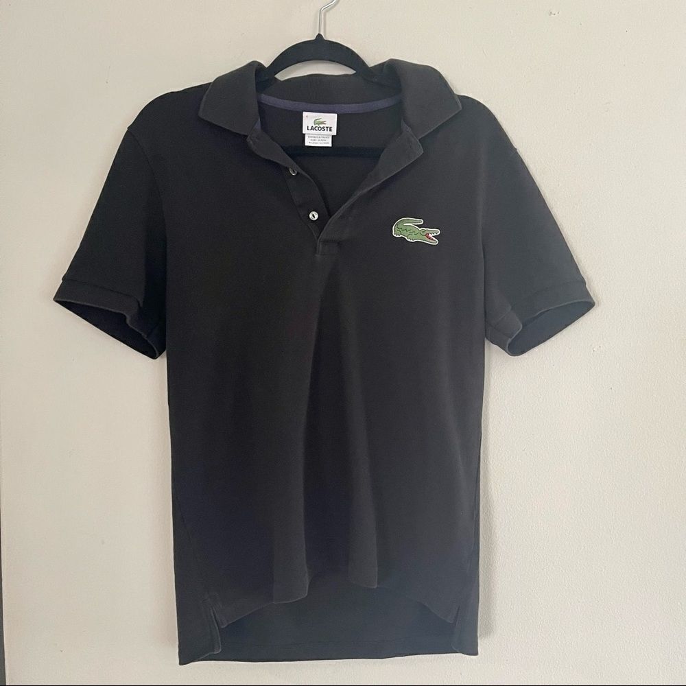 Lacoste Men's Black Short-Sleeve Polo with Large Crocodile Badge